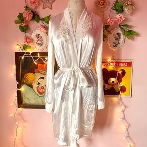 Gorgeous and feminine white satin lingerie robe